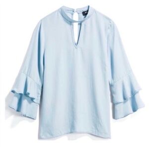 Ruffle Sleeve Chambray Top, Brand: Alice Blue, Size Small
